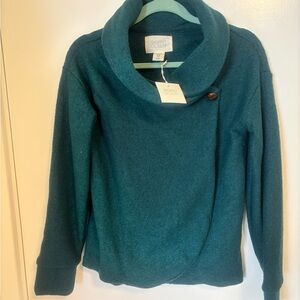 NEW Sigrid Olsen Teal Cowl Neck Wool-Blend Sweater